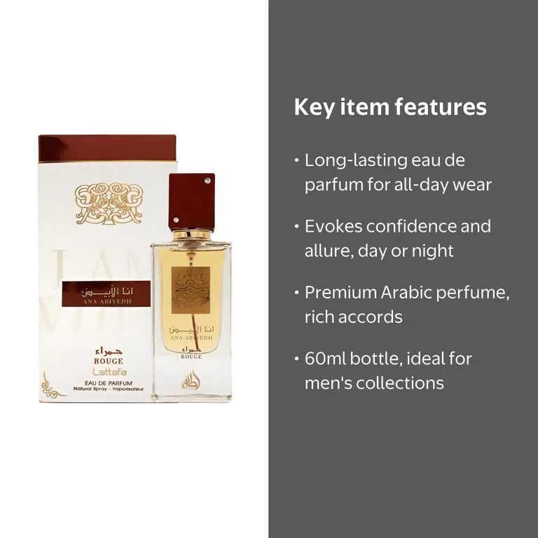 Lattafa Ana Abiyedh Rouge Eau de Parfum, Oriental Floral, Amber