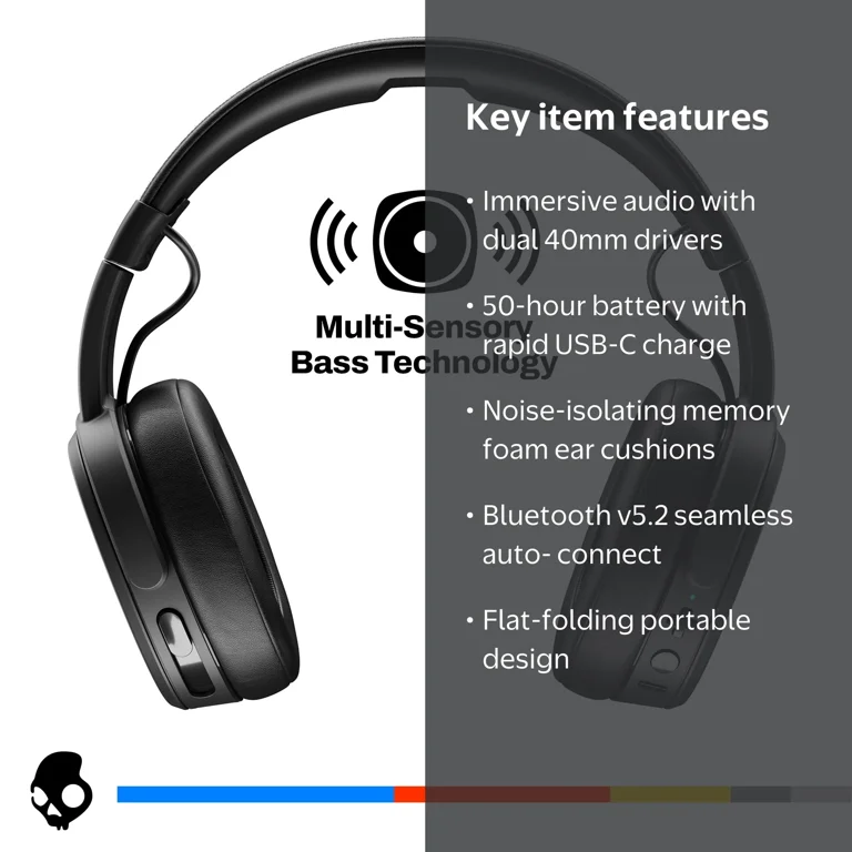 Skullcandy, Crusher XT Wireless Headphones, Foldable, Powerful