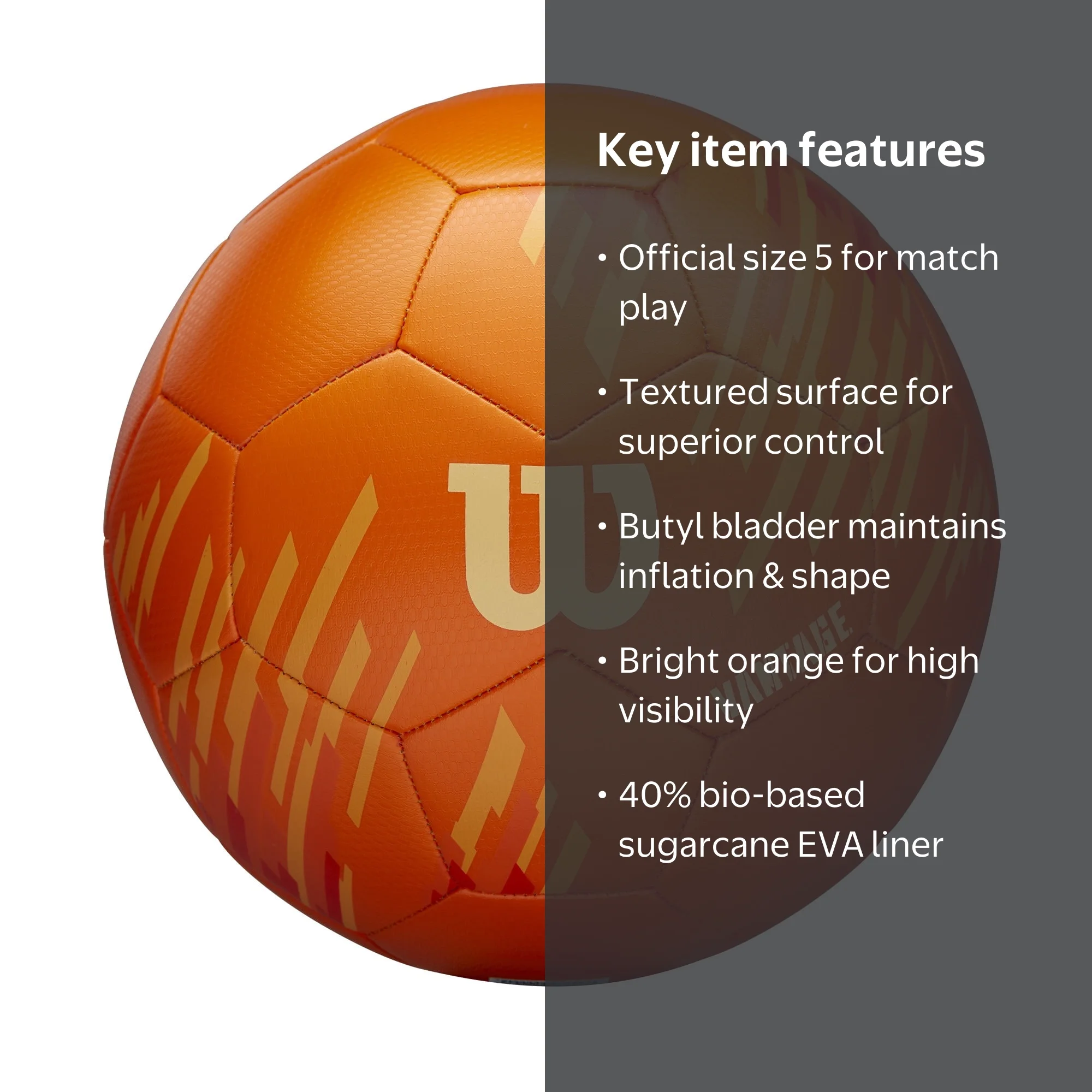Wilson NCAA Vantage Advanced Touch Size 5 Soccer Ball, Orange