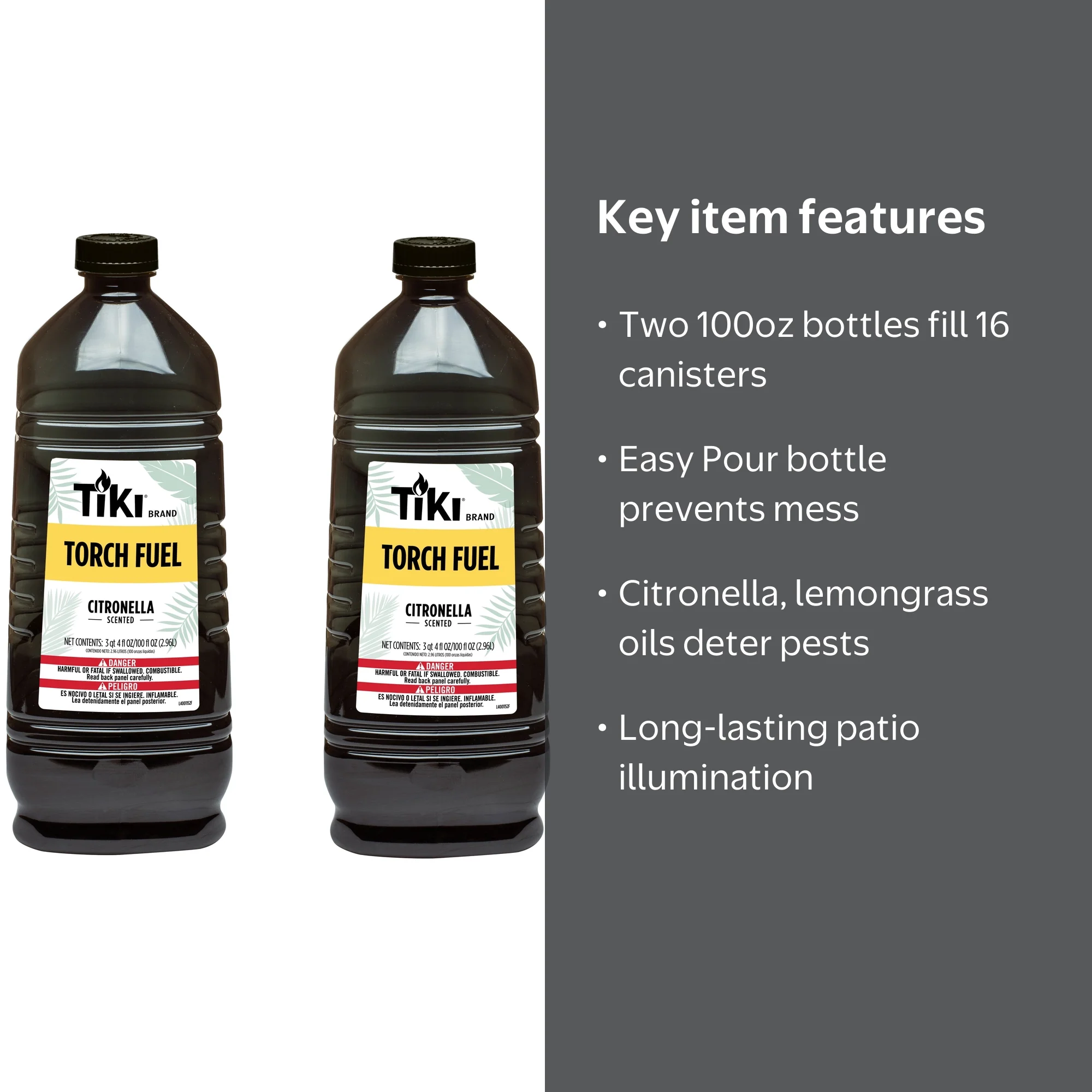 TIKI, Citronella Torch Fuel, 100 oz 2-Pack, Easy Pour - Walmart.com