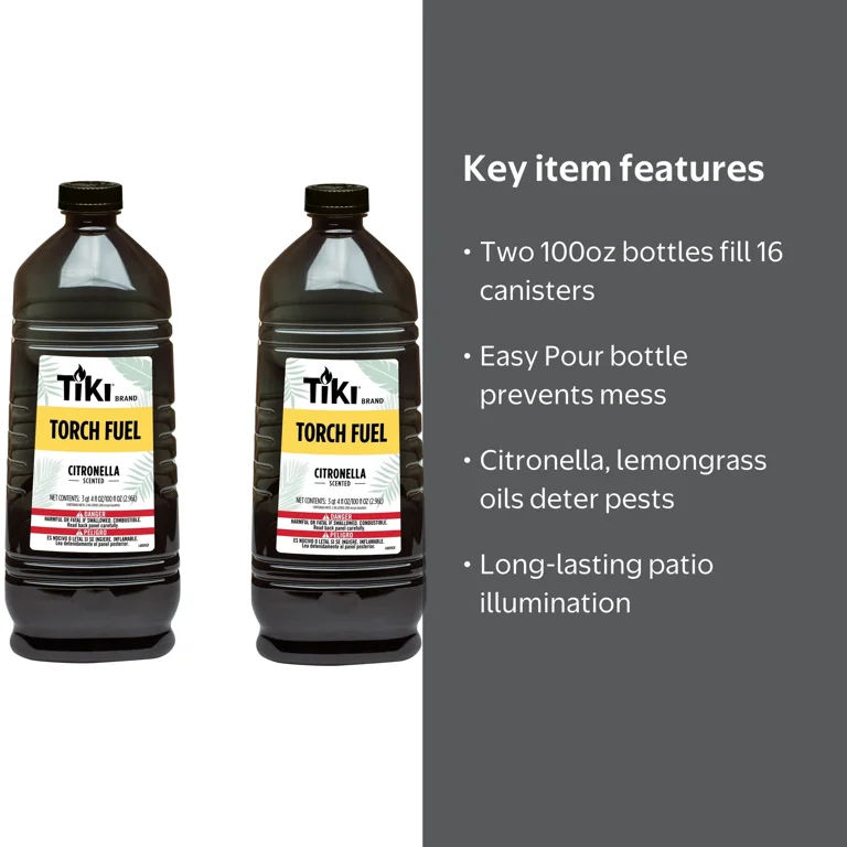 TIKI, Citronella Torch Fuel, 100 oz 2-Pack, Easy Pour - Walmart.com