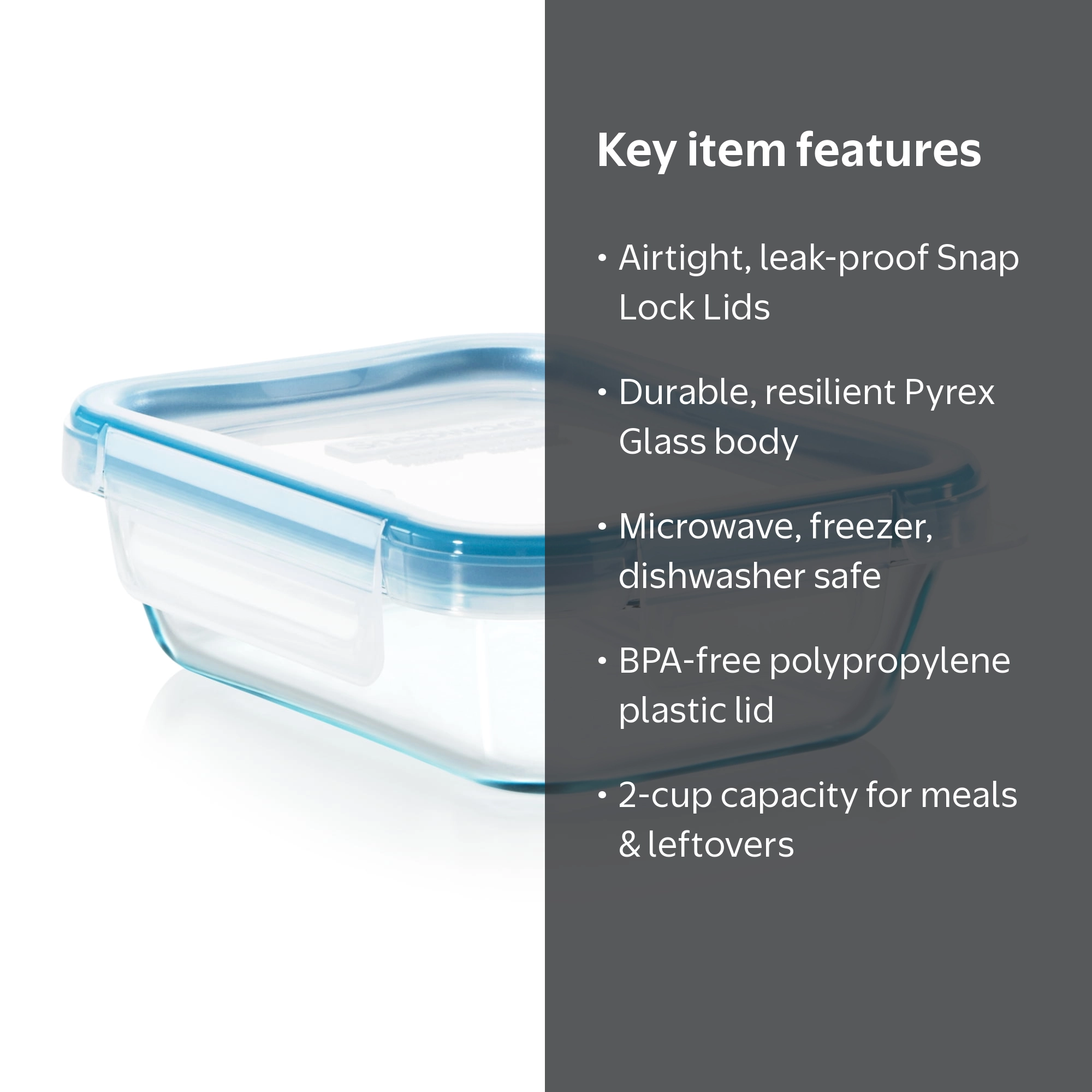 Snapware 2-cup Pyrex Glass Food Storage Container, Airtight