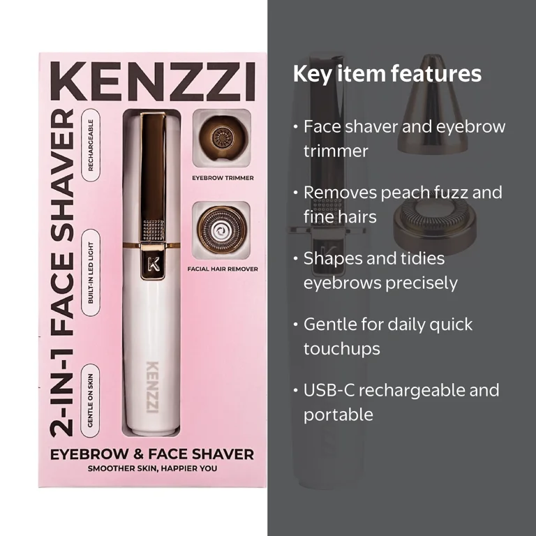KENZZI 2-in-1 Rechargeable Women's Face Electric Shaver and Facial