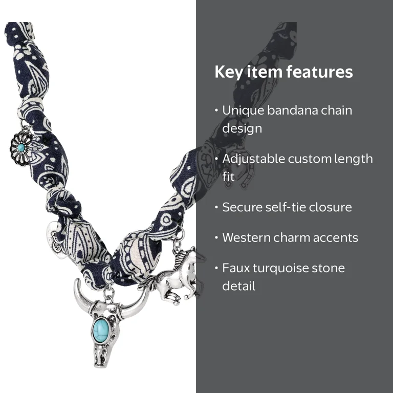 Jessica Simpson Women's Faux Turquoise Bandana Charm Necklace