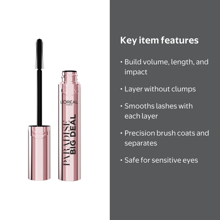 L'Oreal Paris Paradise Big Deal Mascara Washable, Buildable, Black
