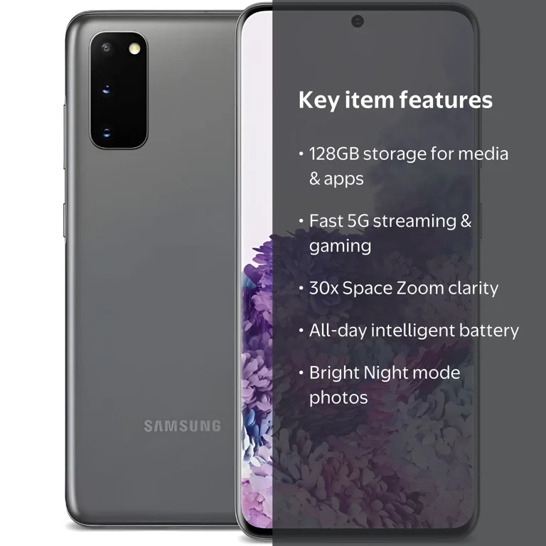 Restored Samsung Galaxy S20 5G 128GB Fully Unlocked Phone Cosmic