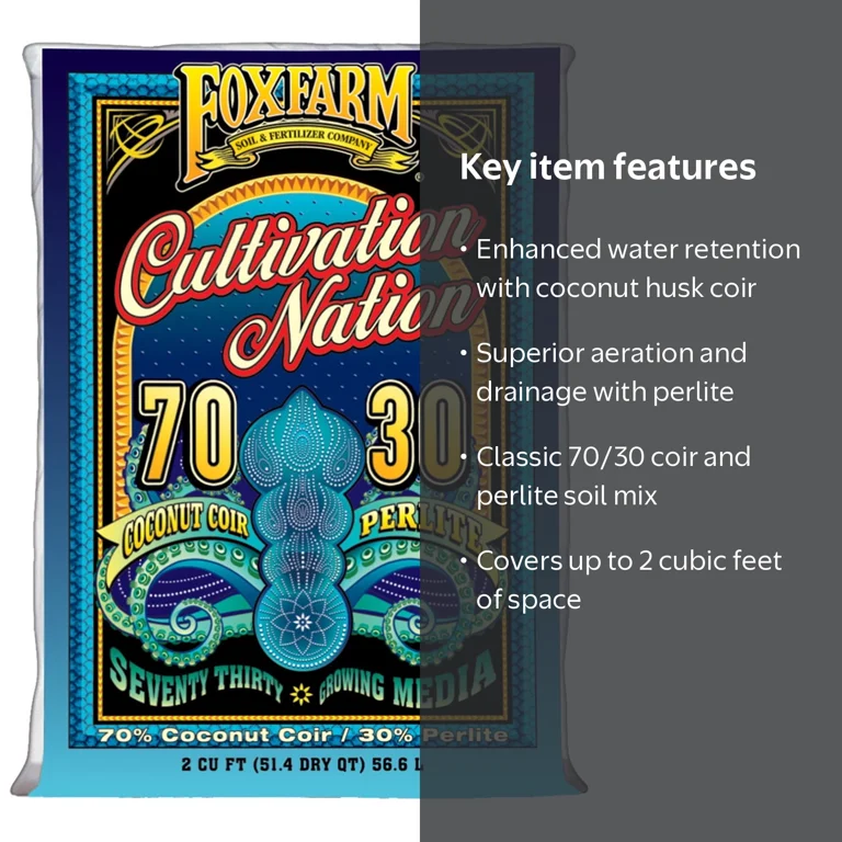 FoxFarm, Cultivation Nation Coir and Perlite, 70/30 Mix, 2 Cubic