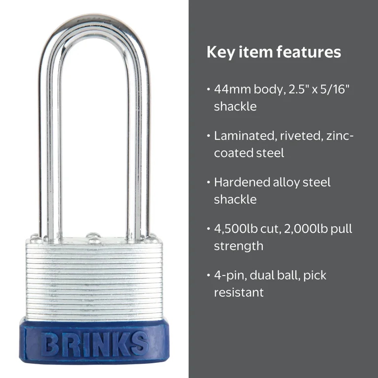 Brinks 44mm Laminated Steel Padlock with 2.5in Shackle - Walmart.com