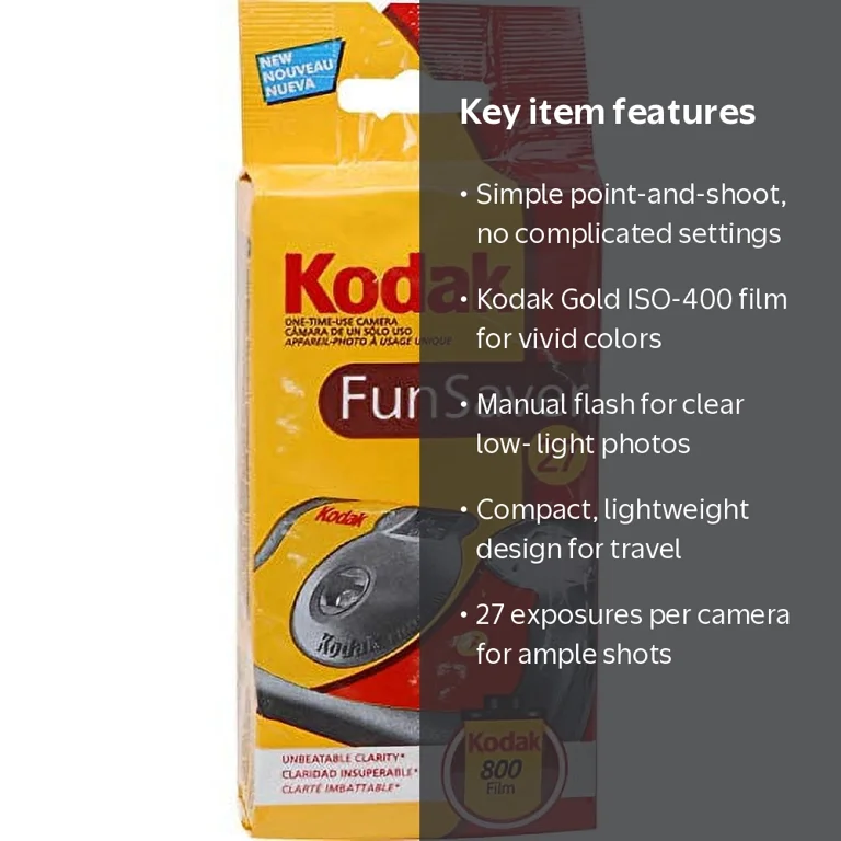 Kodak, Disposable Camera, Fun Saver 35mm, with Flash, 3-Pack