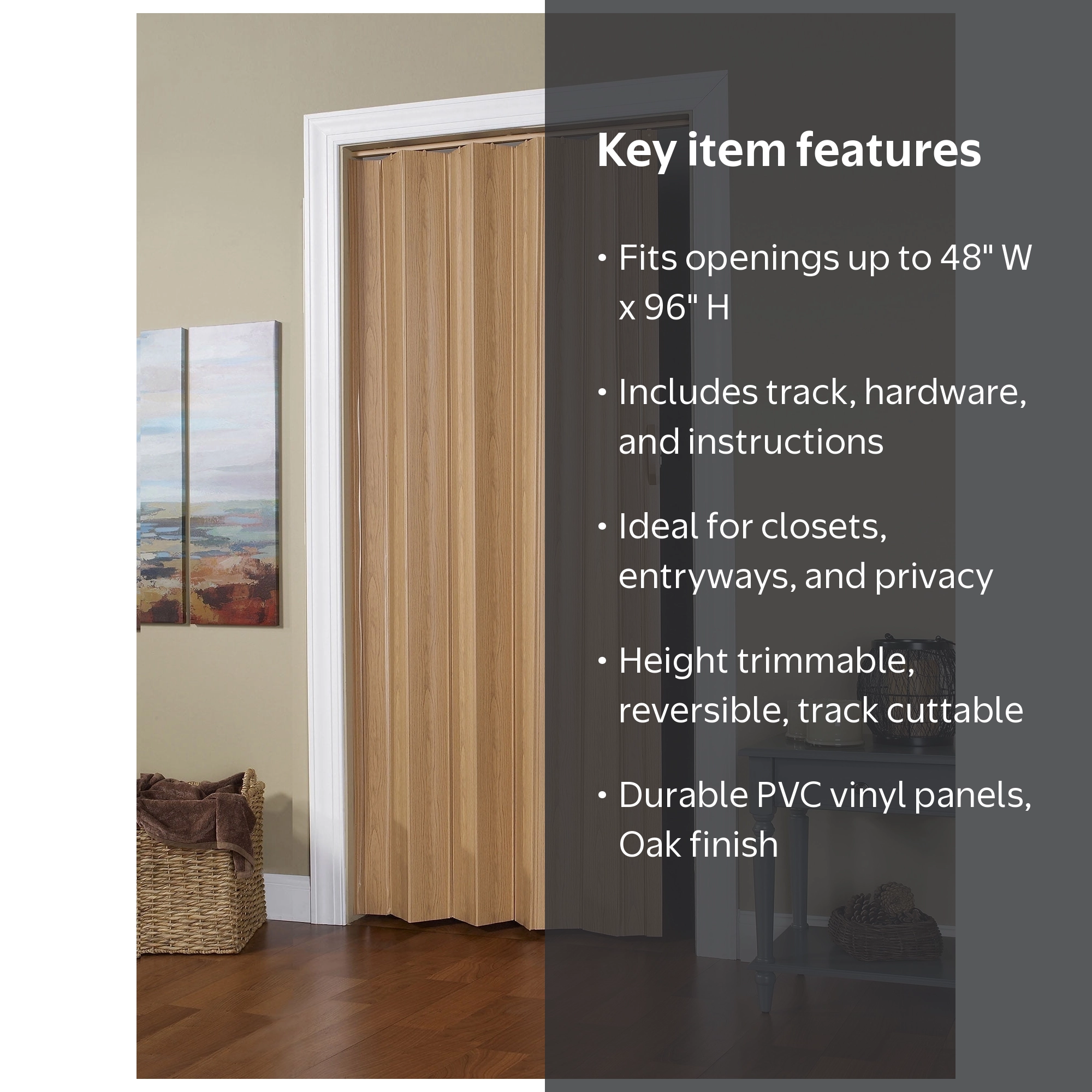 Spectrum Via Sliding Foldable Interior Closet, 48x96 Accordion