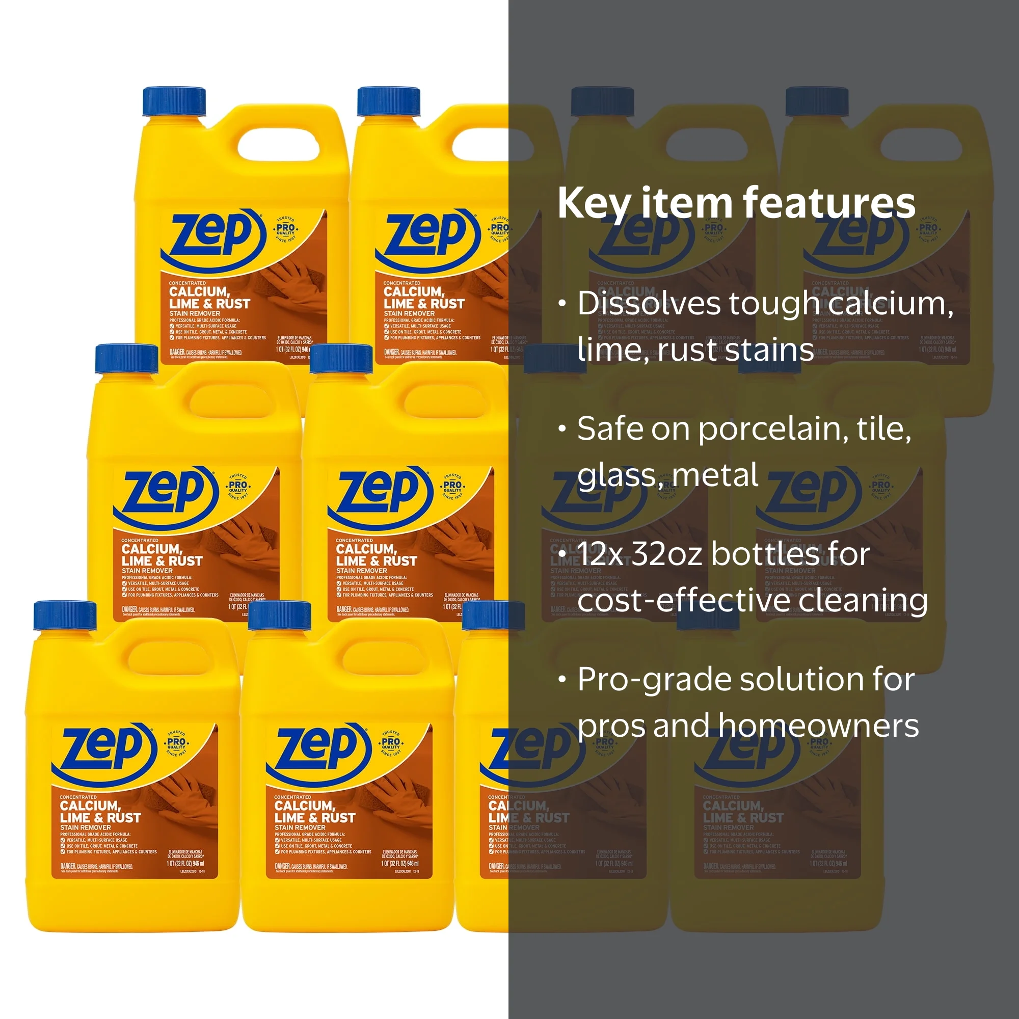 Zep, Calcium Lime Rust Remover, ZUCAL32, 32 oz case of 12