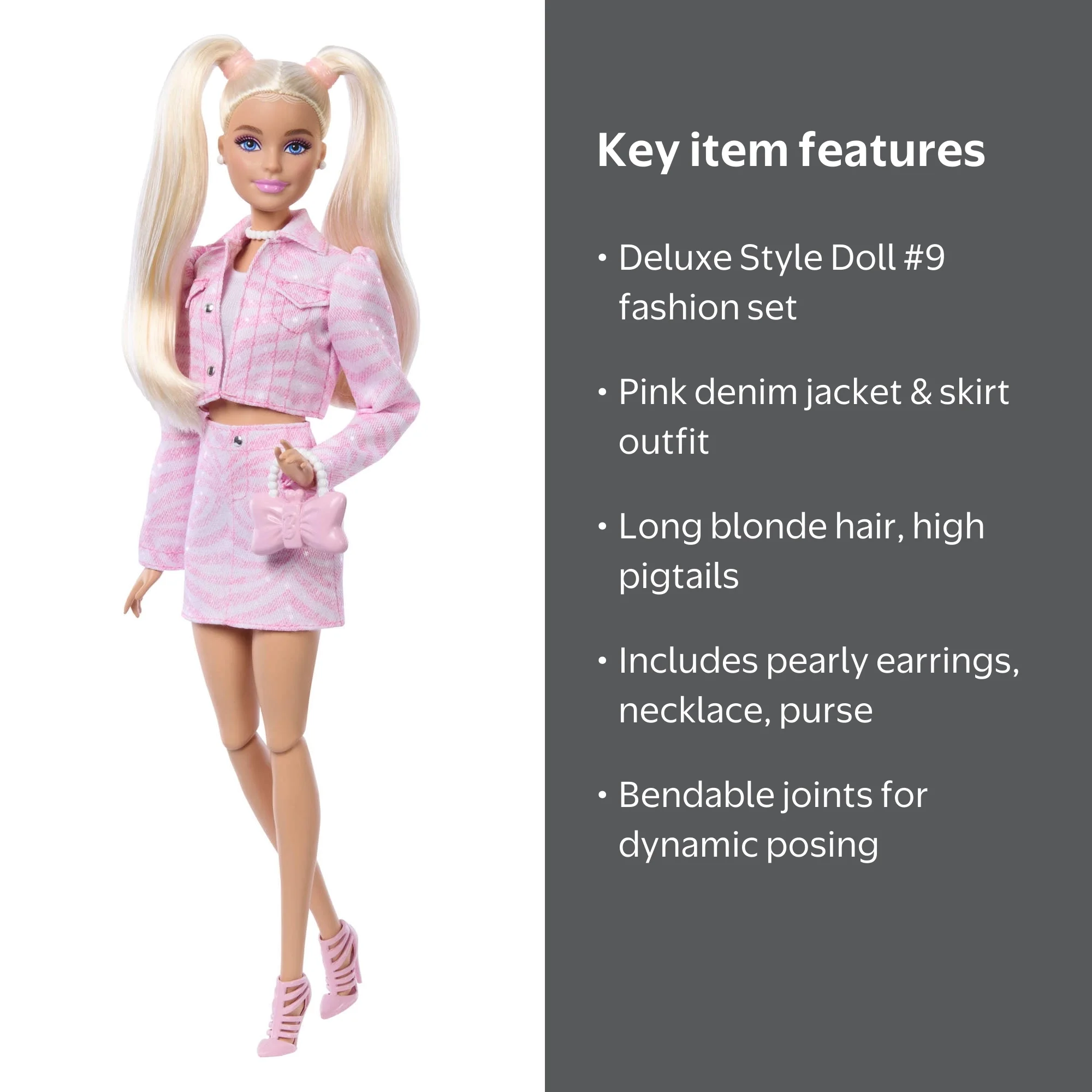 Barbie, Fashion Doll, Matching Pink Denim Jacket & Skirt Set