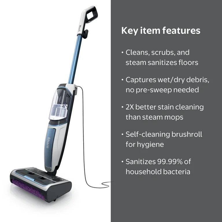 Shark Steam Pickup 3-in-1 Corded Steam Mop, No Pre-Sweep Needed