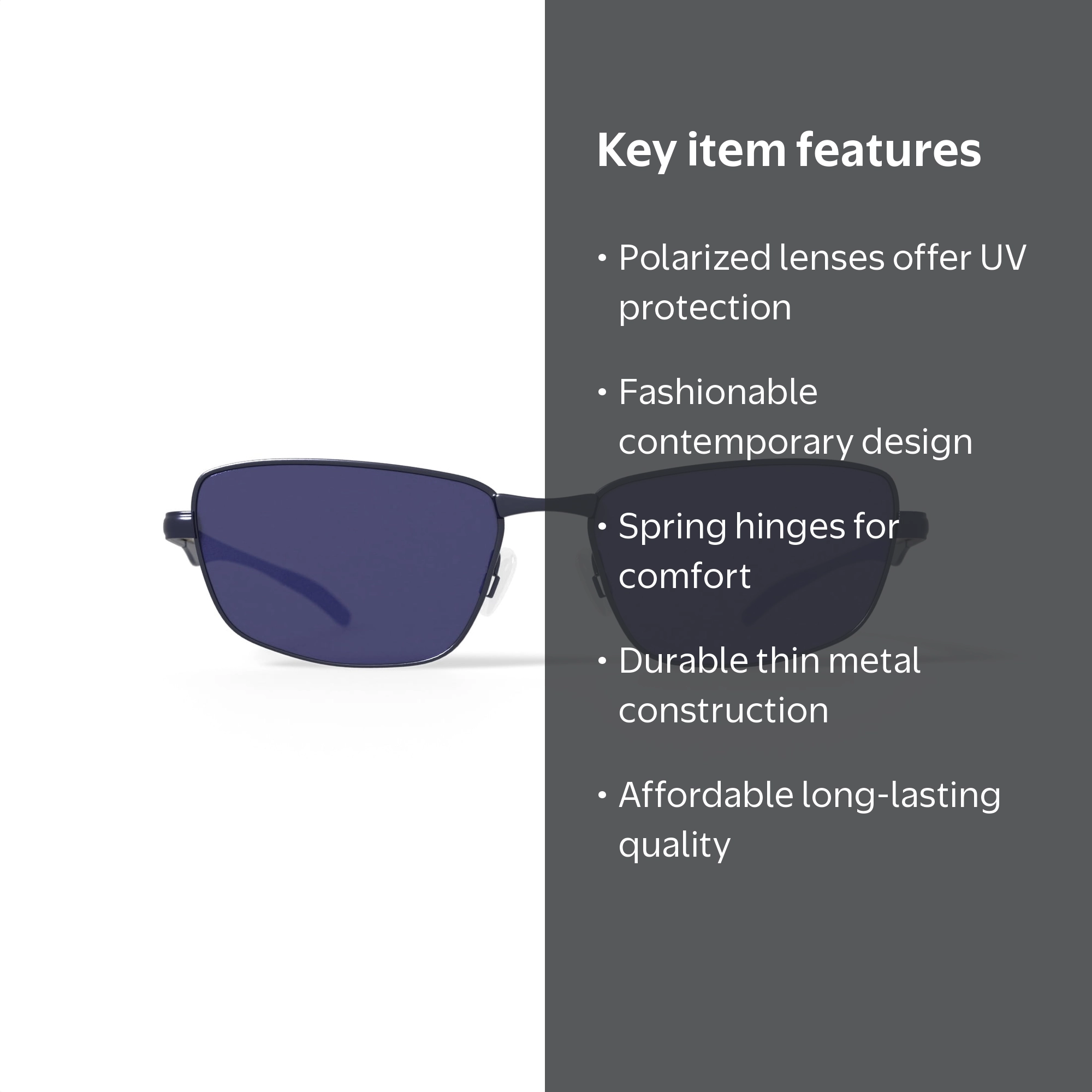 DNA Polarized Rx'able Sunglasses, Unisex, A3001, Gun Metal, 61-14