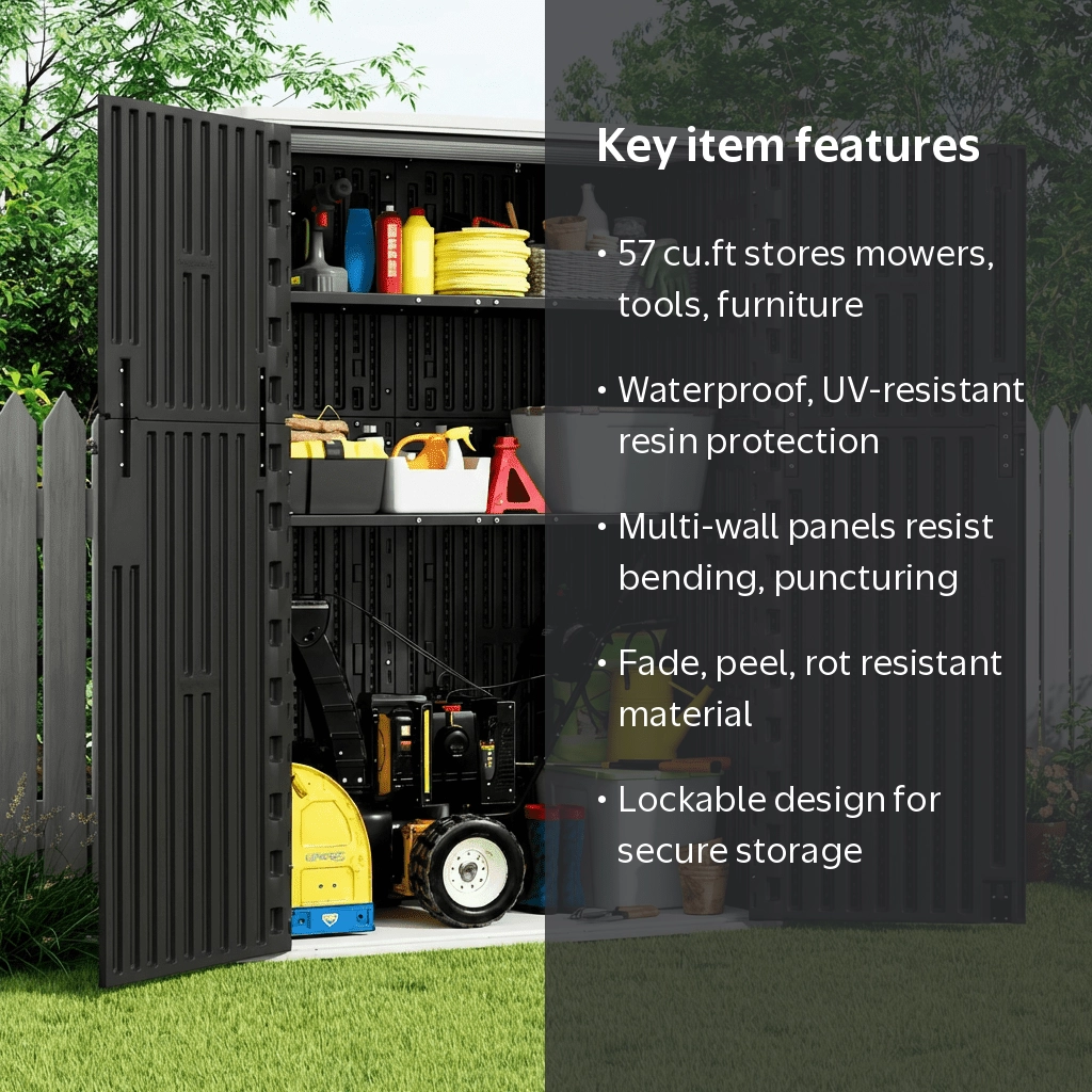 PATIOEASY Outdoor Vertical Storage Shed,57 Cu.ft Outdoor Storage