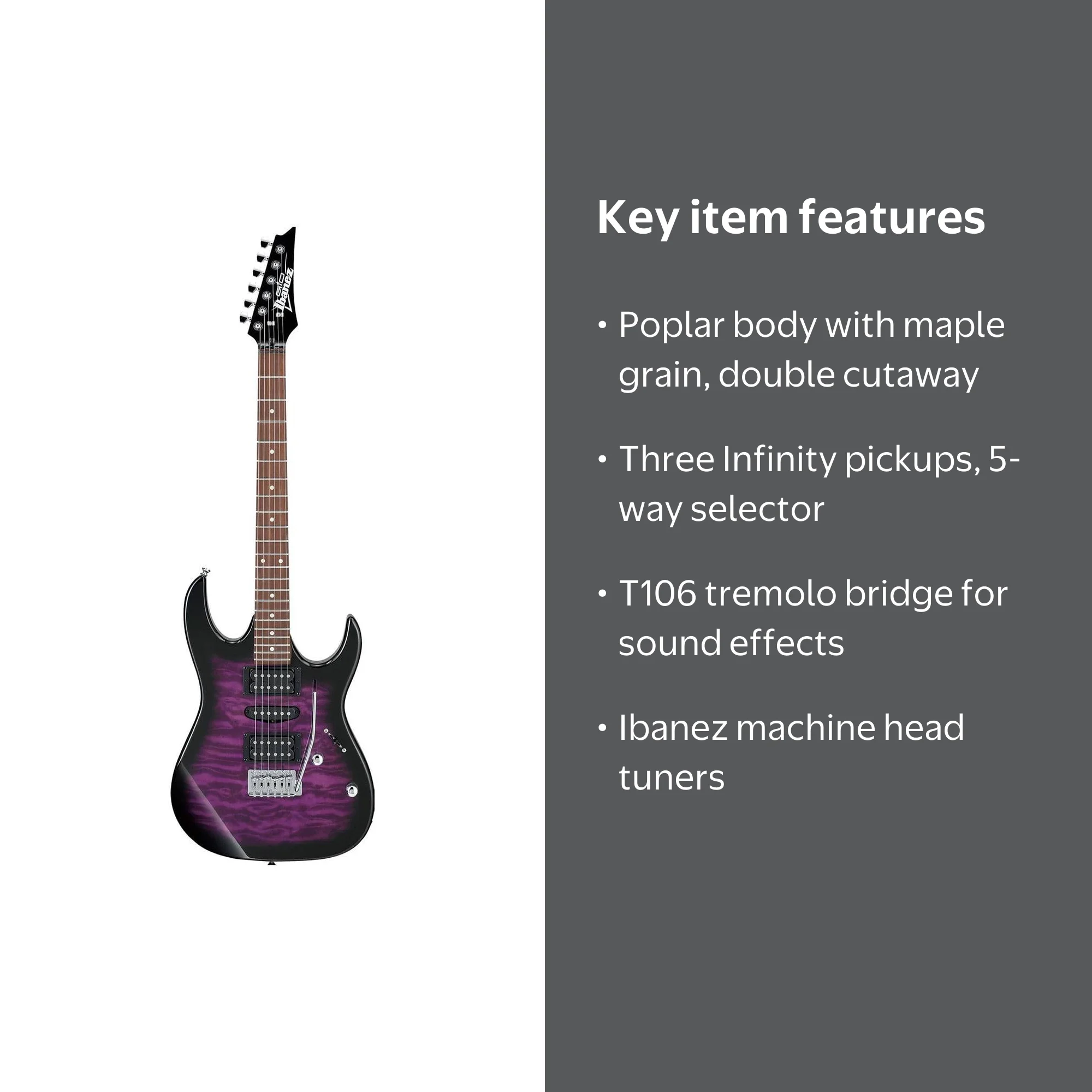 Ibanez GRX70QATVT Gio GRX 6-String Electric Guitar - Transparent