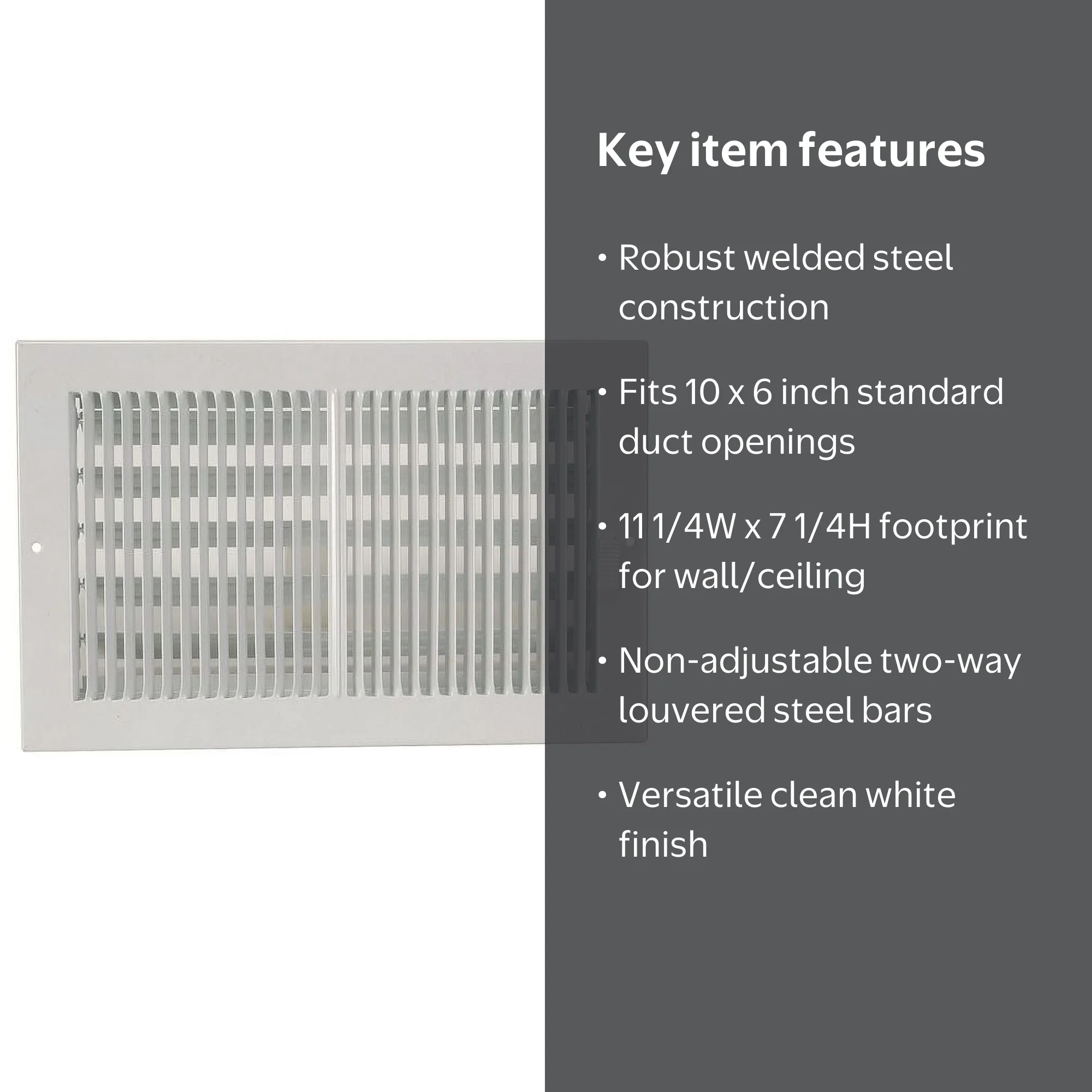1 PK ZoroSelect Sidewall/Ceiling Register, 7.25 X 11.25, White