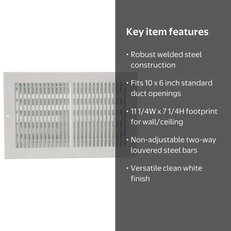 1 PK ZoroSelect Sidewall/Ceiling Register, 7.25 X 11.25, White