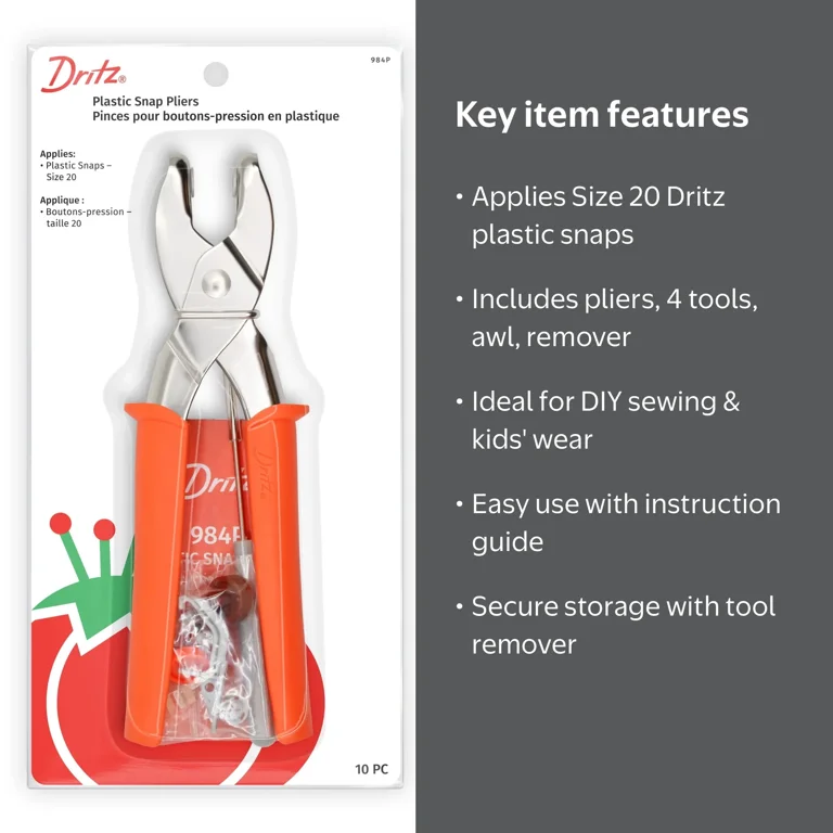 Dritz, Plastic Snap Pliers for Size 20 Snaps, Orange - Walmart.com
