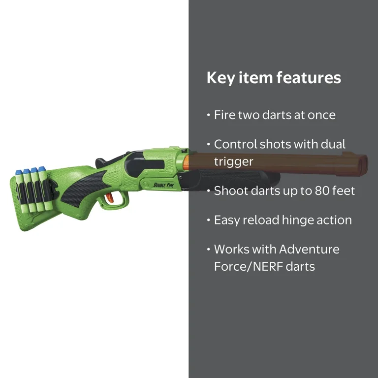 Adventure Force Double Fire Twin Barrel Dart Blaster, Ages 8 Years