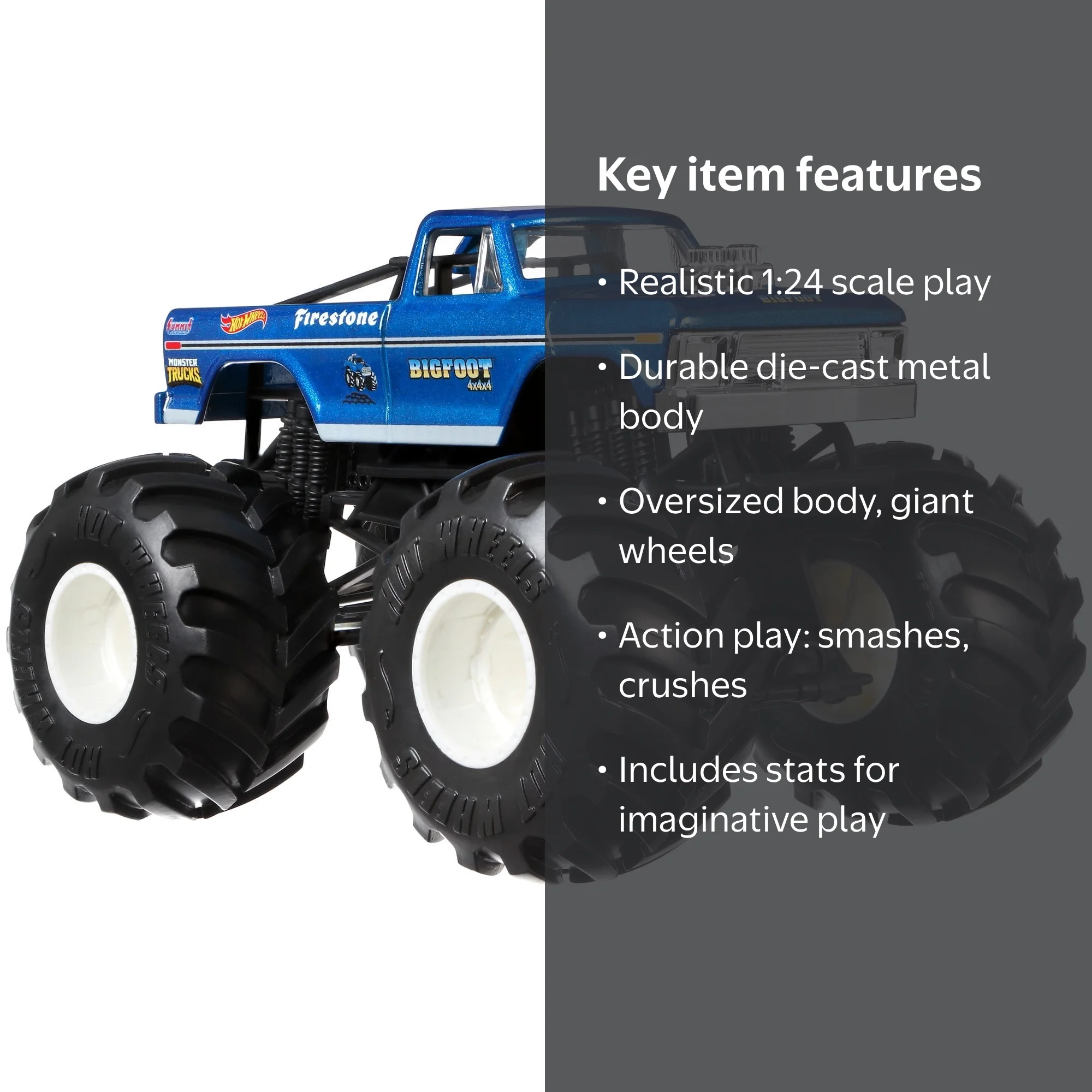 Hot Wheels Monster Trucks 1:24 Bigfoot Vehicle with oversized body