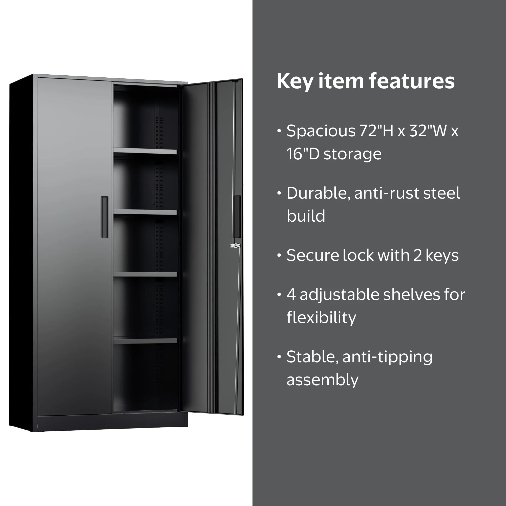 Suncrown Metal Garage Storage Cabinet with Locking Doors