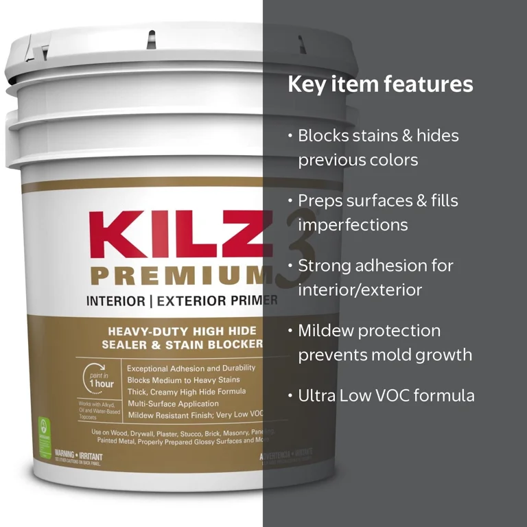 KILZ, Premium High-Hide Stain Blocking Primer, 5 gallon, White