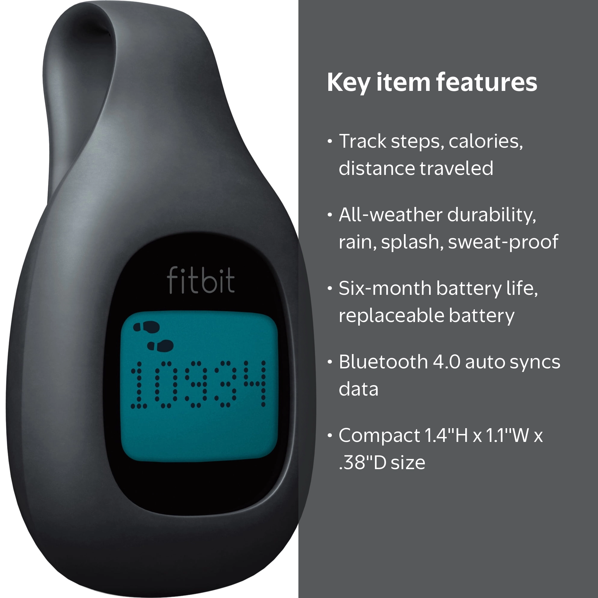 Fitbit Zip Wireless Activity Tracker, Charcoal - Fitness Step