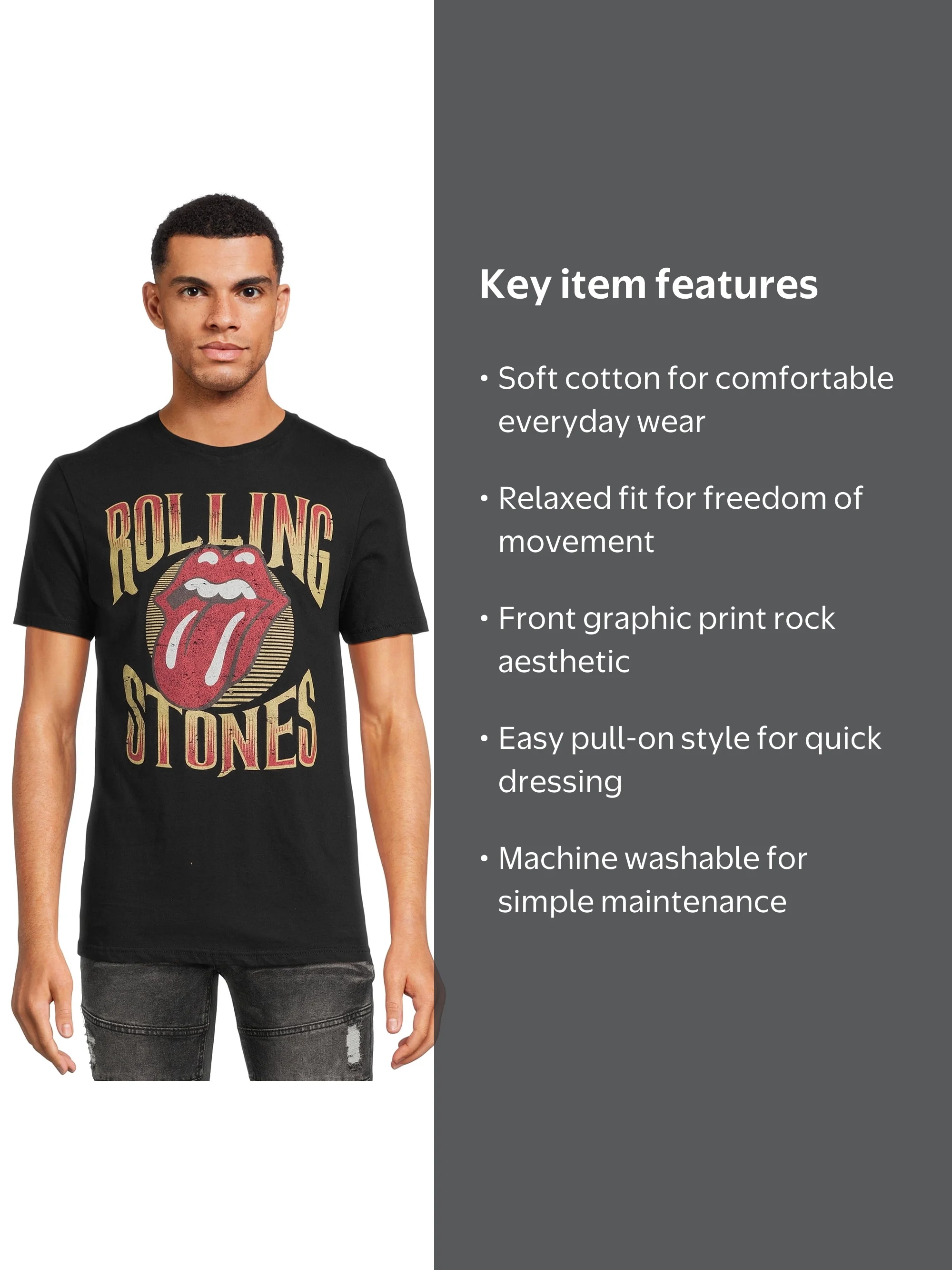Rolling Stones Classic Men's & Big Men's Graphic Tee with Short