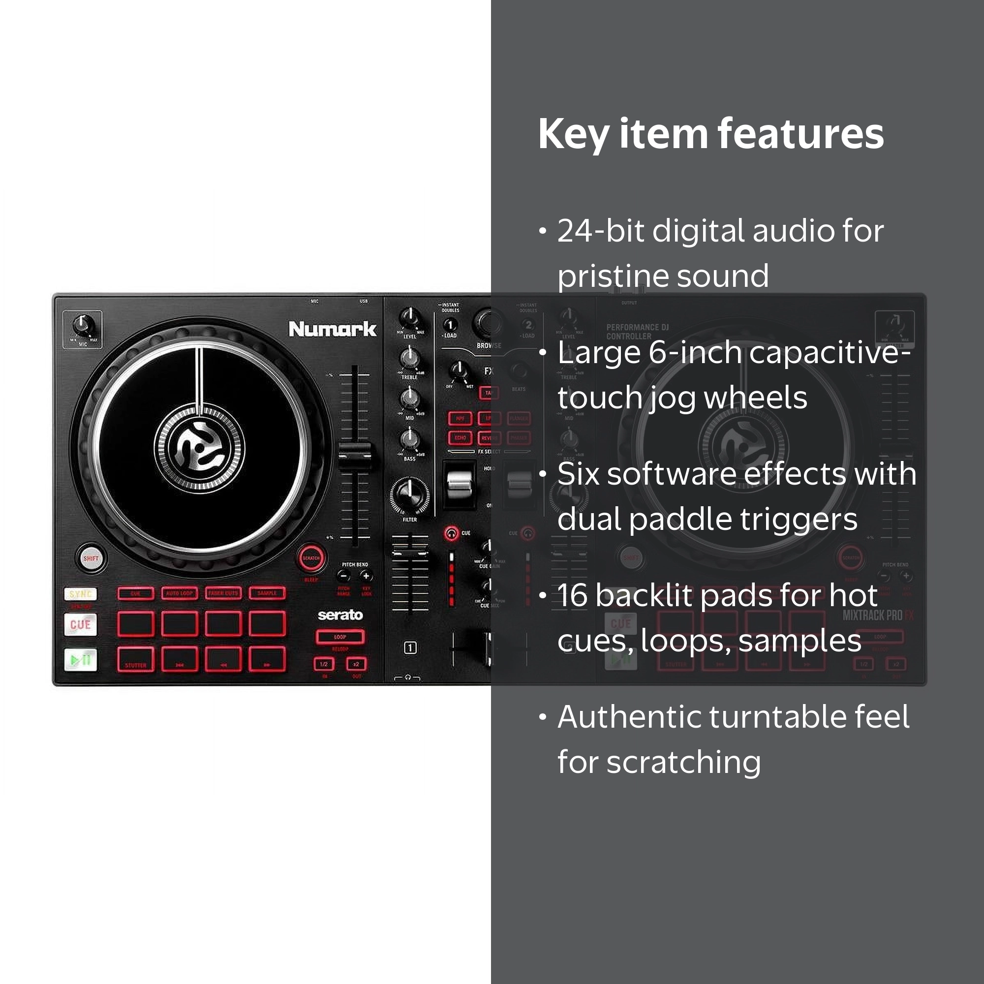 Numark, DJ Controller, 24-bit Digital Audio Interface, 2 Decks