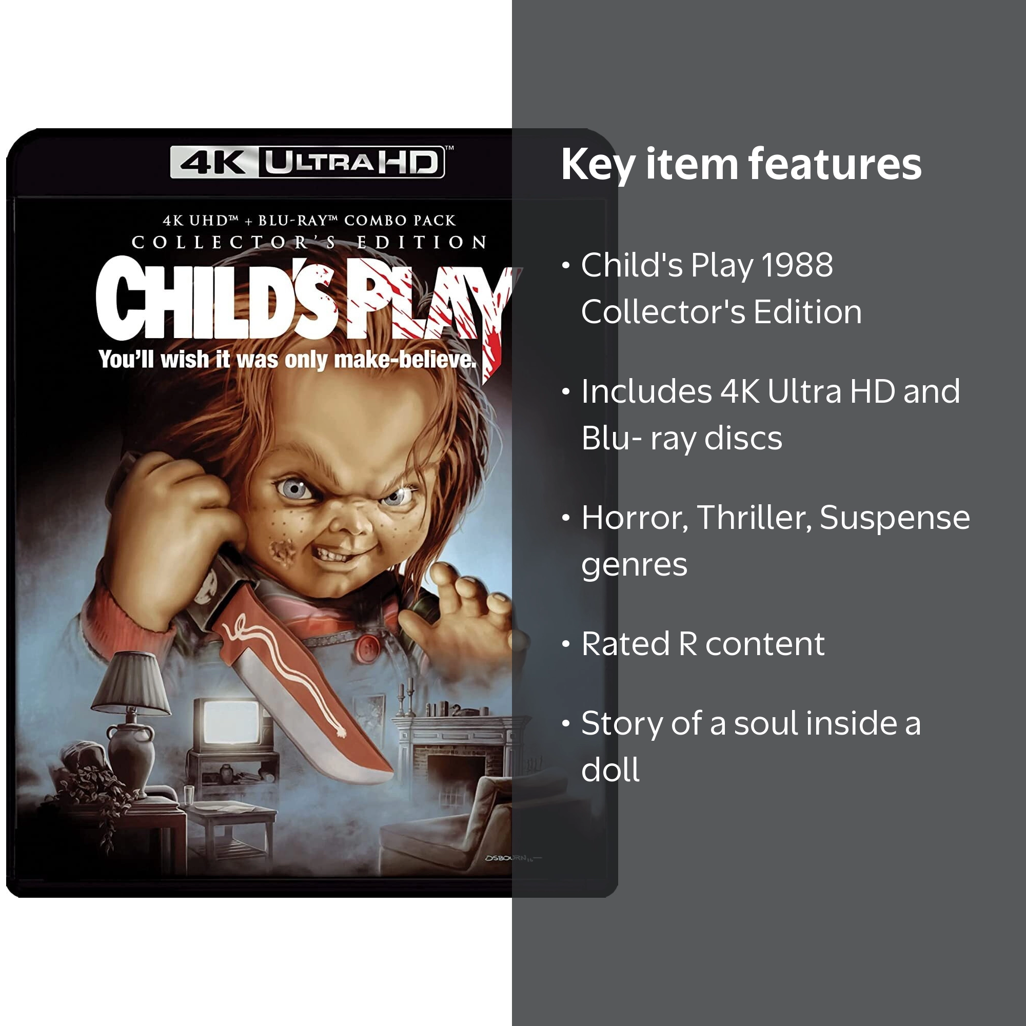 Scream Factory Child's Play Movie, 4K Ultra HD, Horror Genre