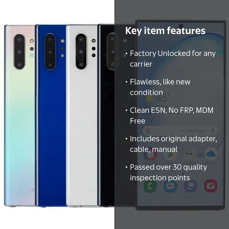 Restored Samsung Galaxy NOTE 10+ Plus (SM-N975U1, Factory Unlocked