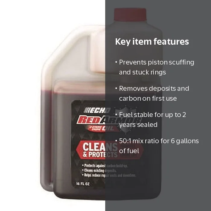 Echo Products, Red Armor 2-Stroke Engine Oil, 16 oz, 50:1 Mix