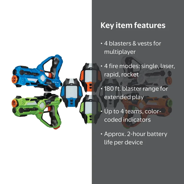 GPX Laser Tag Set of 4 Blasters and 4 Vests - Walmart.com