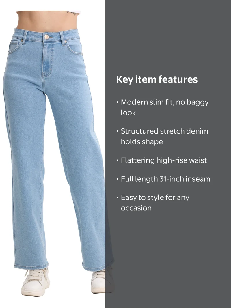 Lilac Sunset Women's High-Rise Wide Leg Jeans Light Blue 31 Inch