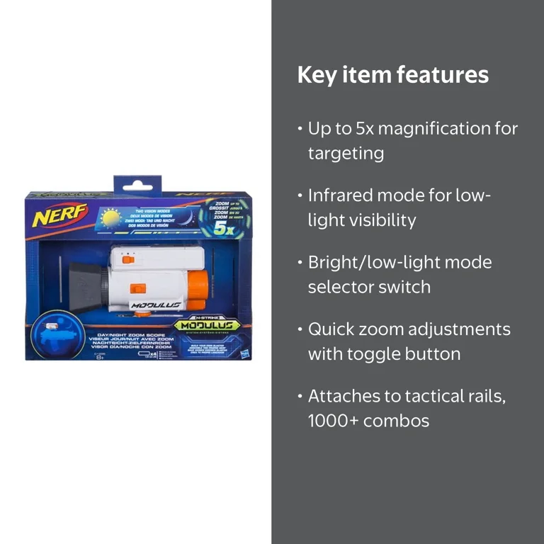 Nerf Modulus Blaster Zoom Scope Attachment, Day/Night 5X