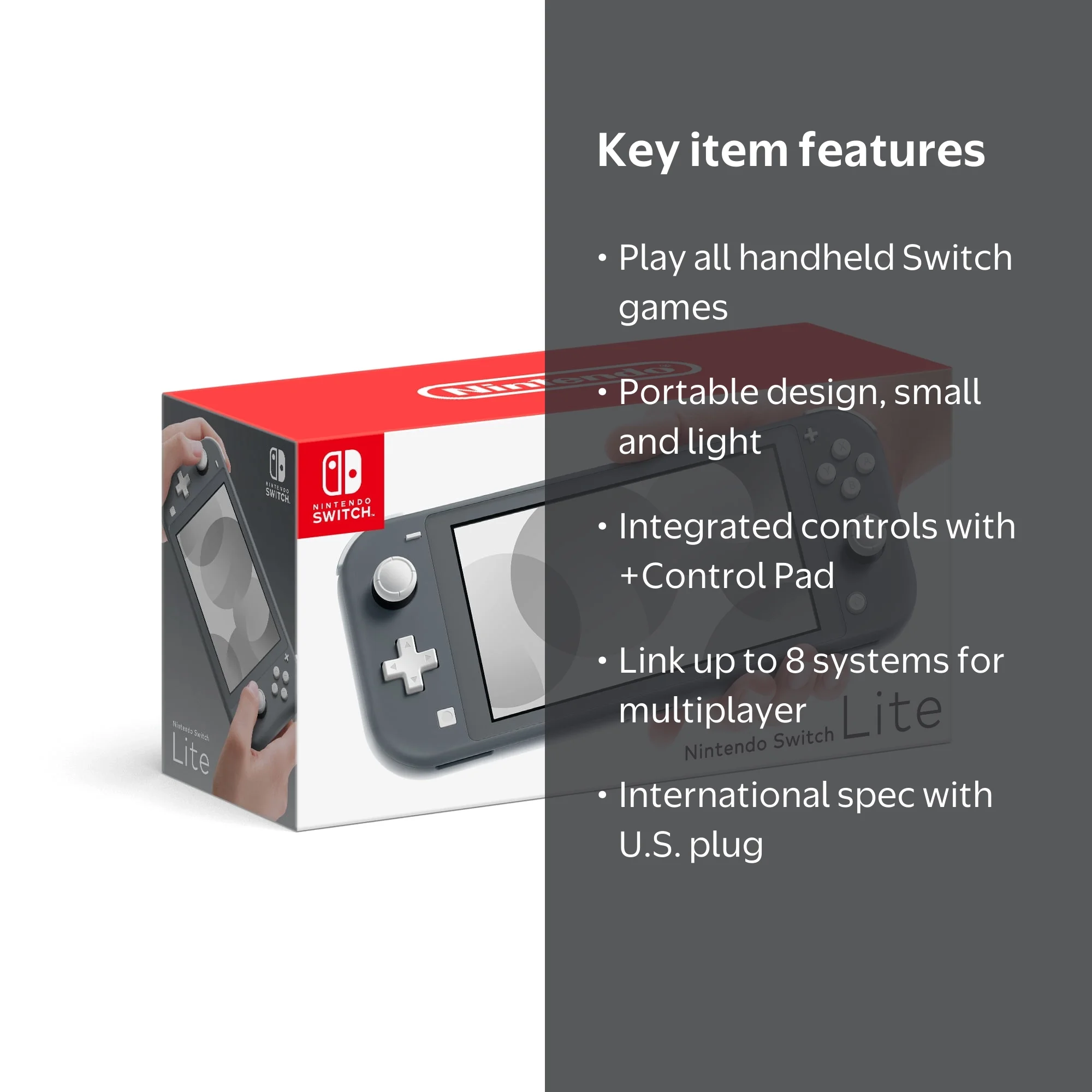 Nintendo Switch Lite Console, Gray - International Spec
