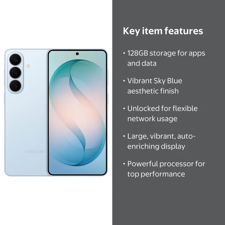 Samsung Galaxy S26 128GB Smartphone Unlocked, Sky Blue - Walmart.com