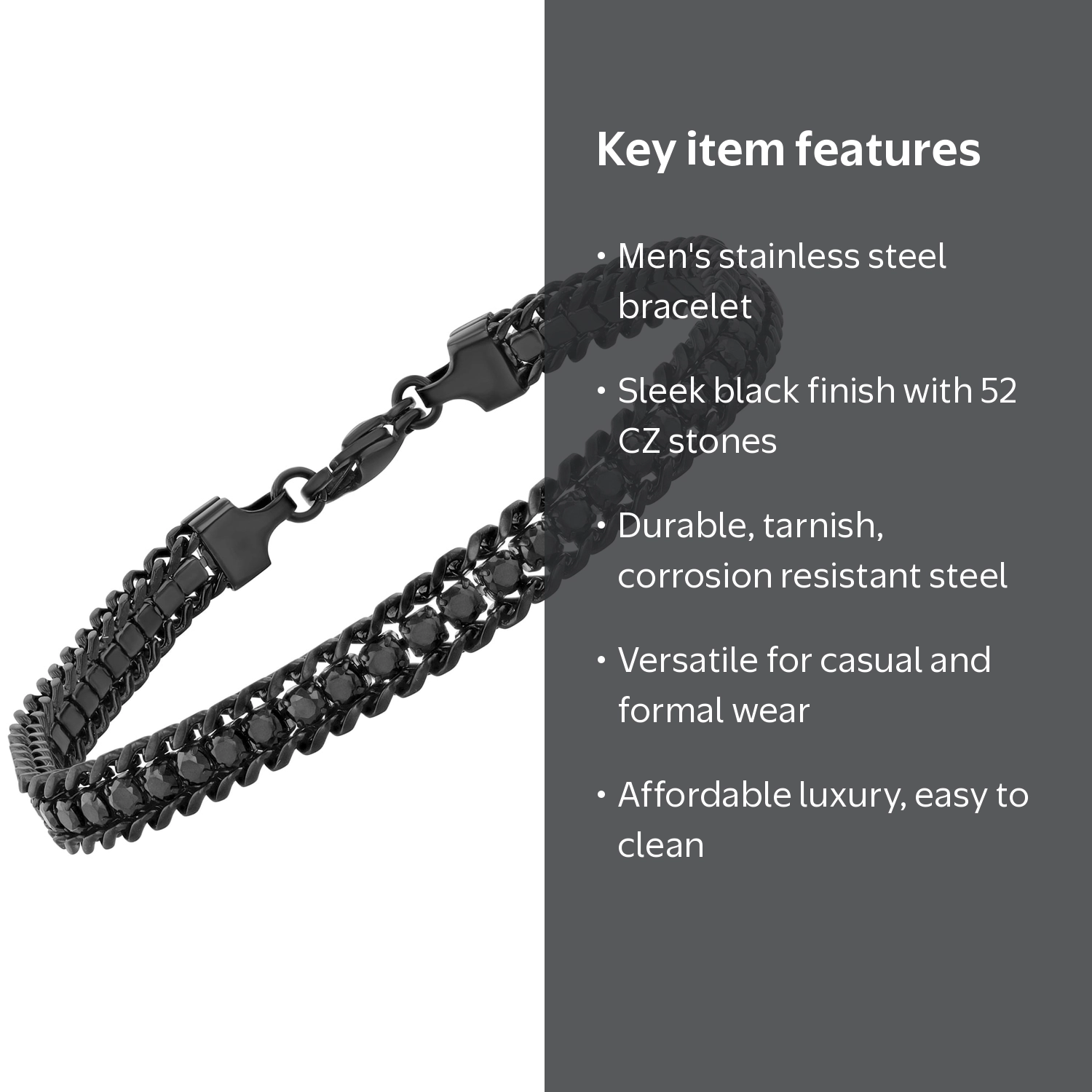 Believe by Brilliance Men's Stainless Steel Black Finish Black