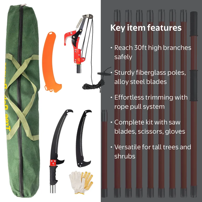 Zimtown 30ft Manual Pole Saw - Extendable Tree Trimmer with Steel