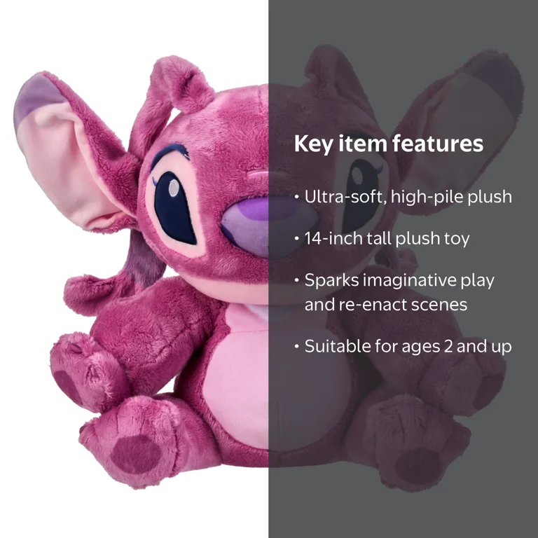 Disney Stitch 14-inch Fuzzy Angel Plush Stuffed Animal, High
