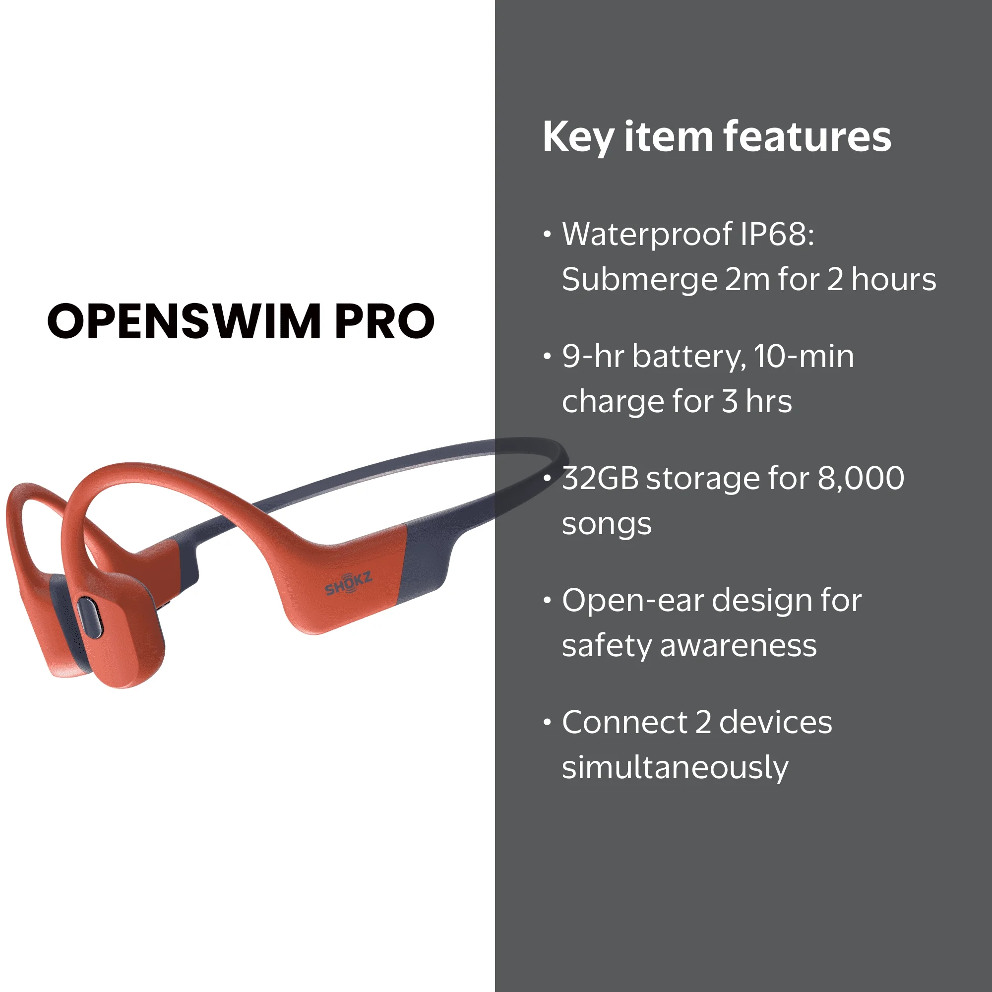 Free Shipping! Shokz OpenSwim Pro Open-Ear Bluetooth Headphones