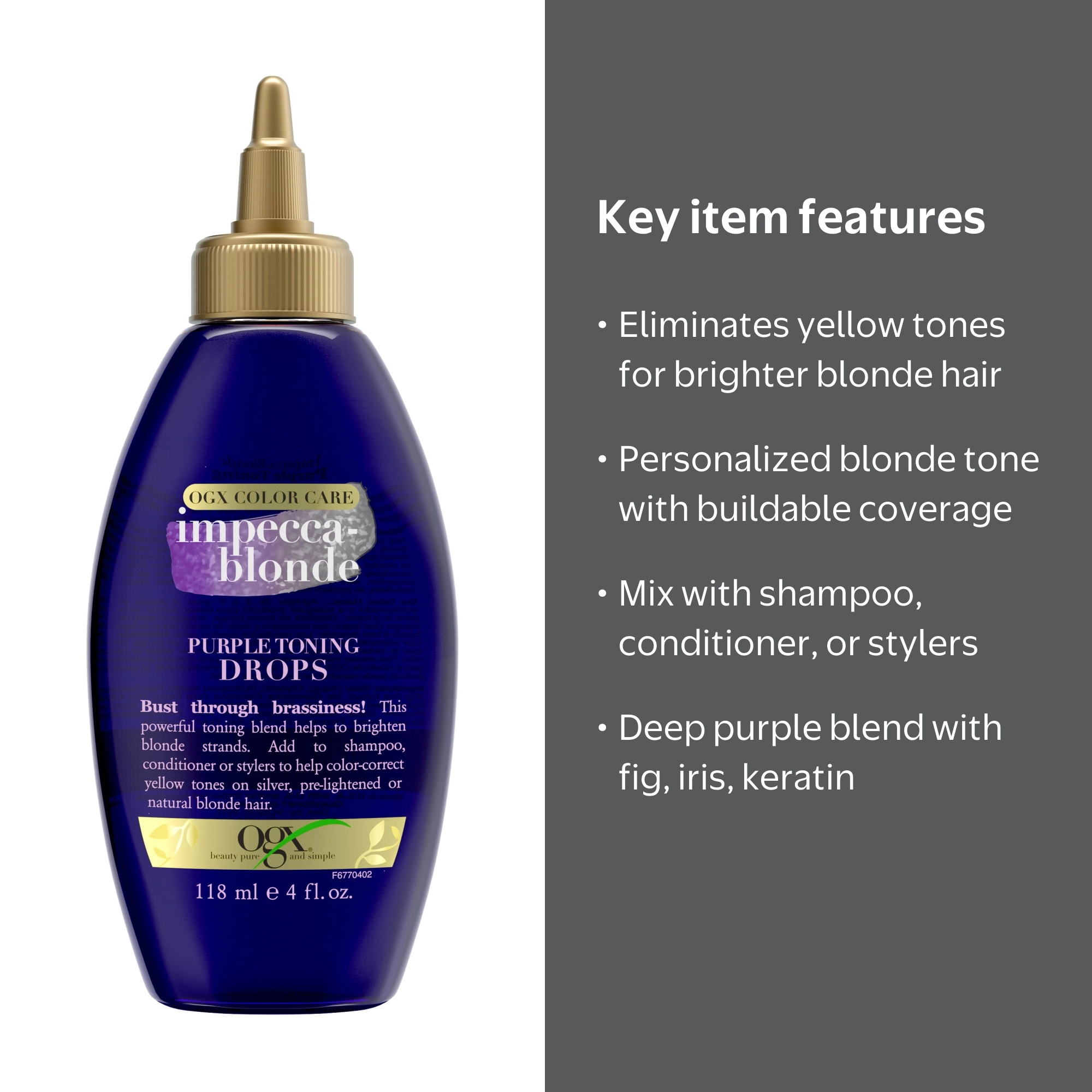 OGX Impecca-Blonde Purple Toning Drops for Highlight Hair