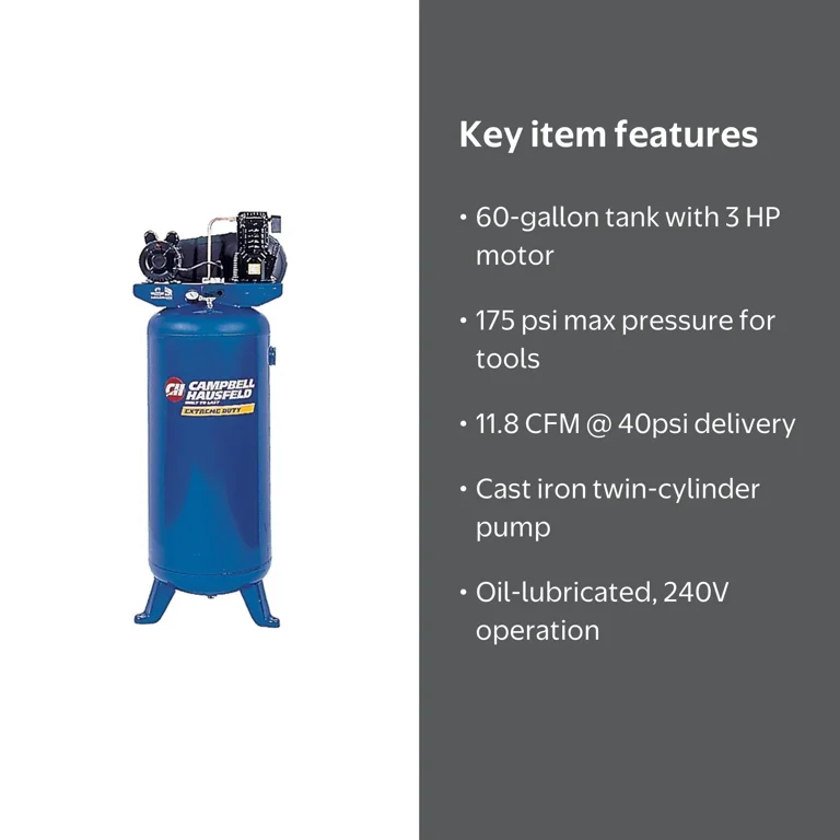 Campbell Hausfeld Air Compressor VT6275 - 3 HP 60 Gal Vertical 1