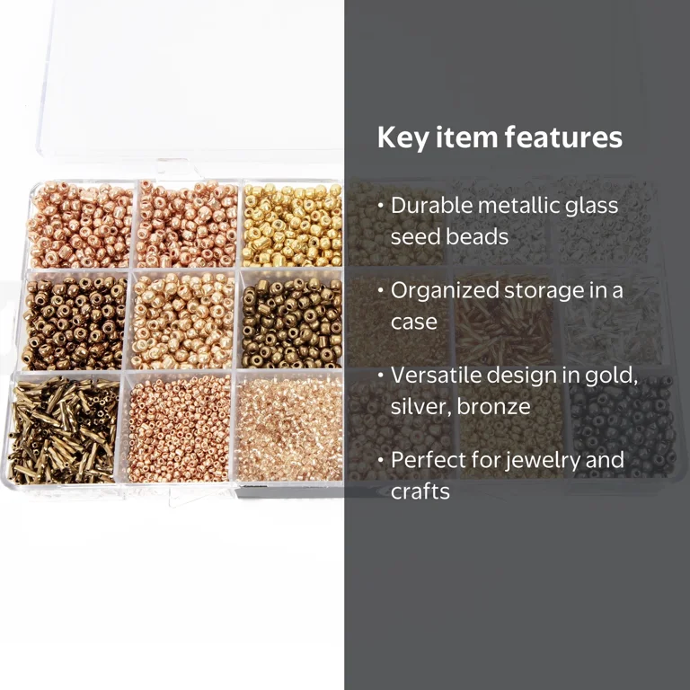 Cousin DIY Metallic Seed Bead Mix, Multicolor, 363.5g, 10000 Piece