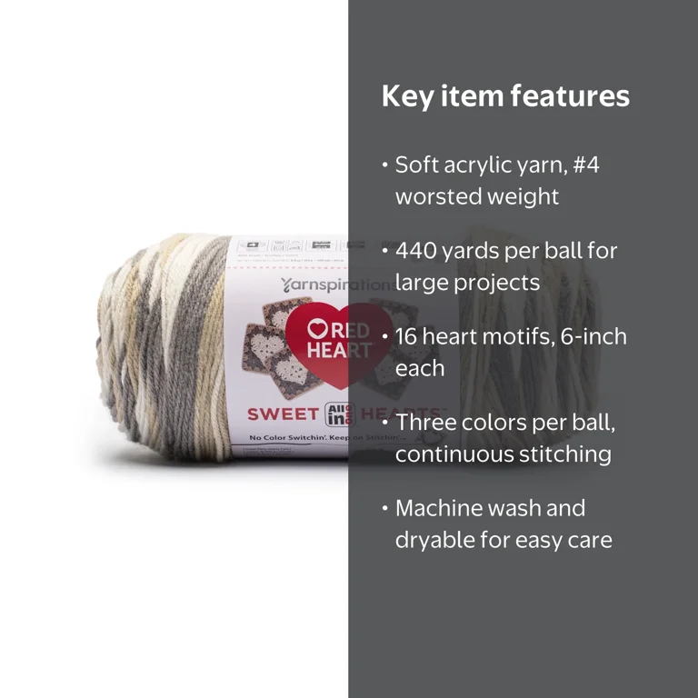 Red Heart® AIO Sweet Hearts™ #4 Worsted (Medium) Acrylic Yarn