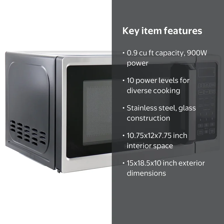 Black + Decker Countertop Compact 0.9 Cu Ft 900W Digital Microwave