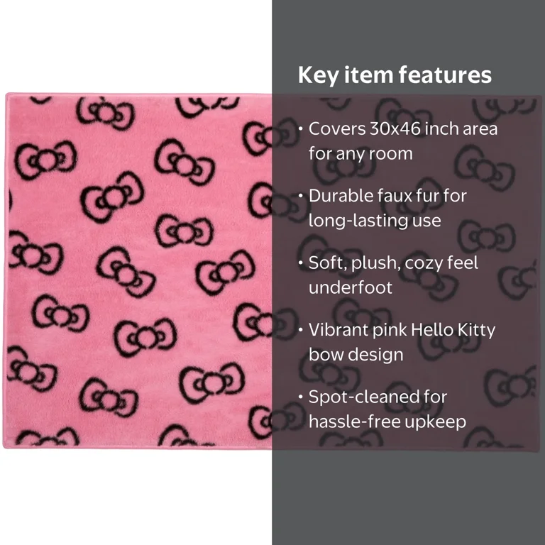 Hello Kitty Kids Faux Fur Accent Rug, 30 x 46, Pink - Walmart.com