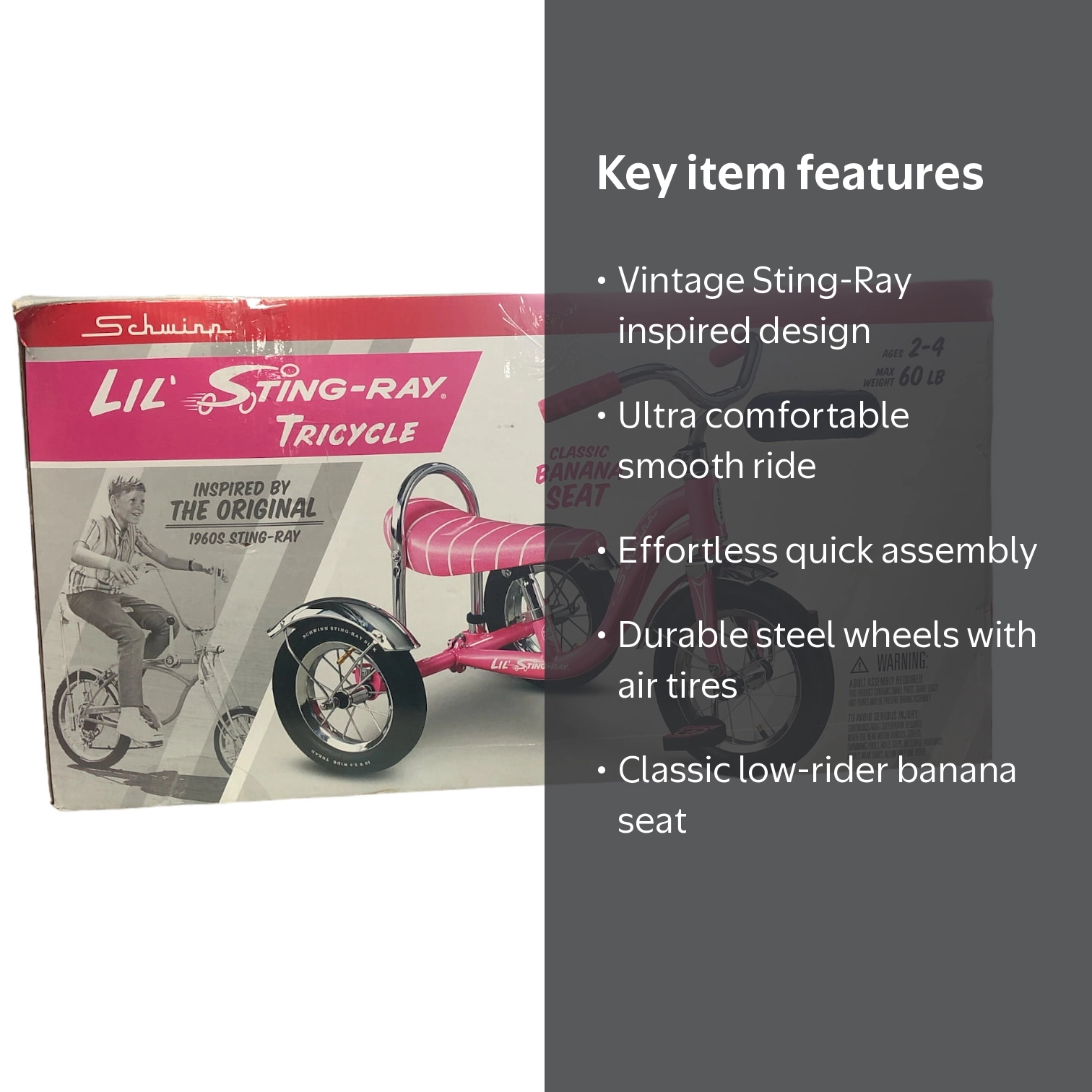 Schwinn Lil Sting-Ray Tricycle with Easy Assembly - Pink - Walmart.com