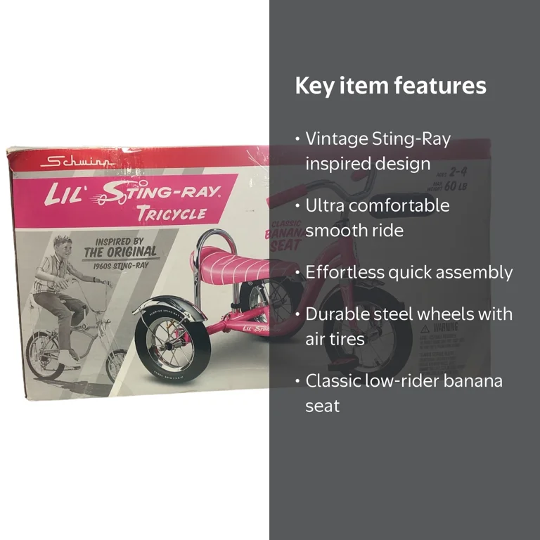 Schwinn Lil Sting-Ray Tricycle with Easy Assembly - Pink - Walmart.com